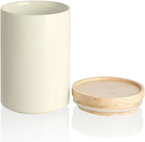 Miniatura 83 de Sweejar Kitchen Canisters - Tarro de cerámica para almacenamiento de alimentos, recipientes apilables con sello hermético y tapa de madera