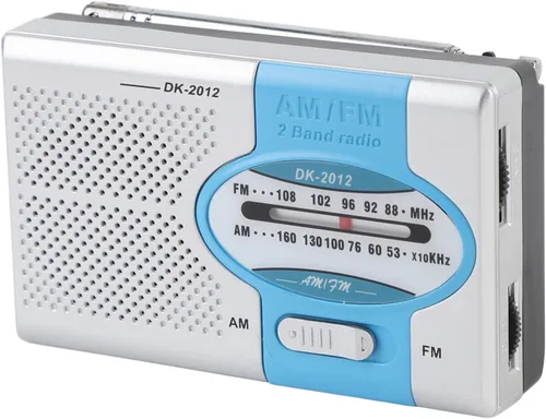 Miniatura 2 de Radio portátil, radio transistor de bolsillo AM FM con altavoz y conector para auriculares, para viajes al aire libre y uso doméstico (azul plateado)