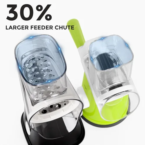 Miniatura 4 de X Home Rallador de queso giratorio para cocina, triturador con 3 cuchillas intercambiables, rallador giratorio con mango y base de succión fuerte