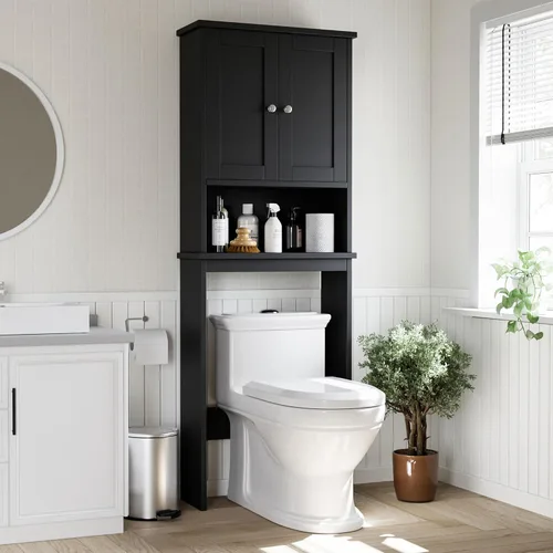 Miniatura 14 de Shintenchi Gabinete de almacenamiento sobre el inodoro, baño sobre el estante del inodoro, organizador de estante ajustable para baño con barra