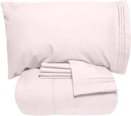 Miniatura 17 de Sweet Home Collection - Lujoso juego de sábanas y edredón de 5 piezas de color sólido para cama, en una bolsa, Agua (Aqua), gemelo