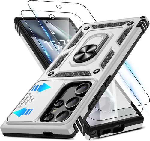 Miniatura 69 de ATUMP Funda para OnePlus Nord N200 5G con protector de pantalla HD con cubierta para cámara deslizante, soporte de anillo de rotación de 360°