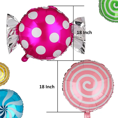 Miniatura 2 de Juego de globos de caramelo dulce con temática de remolino, helio, globos de aluminio de Mylar para fiesta, cumpleaños, suministros de decoración