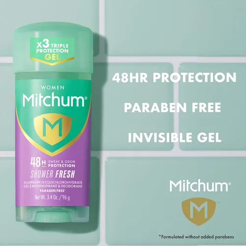 Miniatura 18 de Mitchum Gel antitranspirante y desodorante para mujer con triple protección contra olores, polvo fresco, protección 48 horas, 2.25 onzas