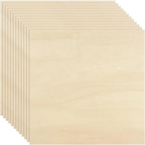 Miniatura 10 de Paquete de 10 hojas de madera de tilo de 0.118 in, 10 x 10 x 1/8 pulgadas, madera fina natural sin terminar para manualidades, pintura, pasatiempos