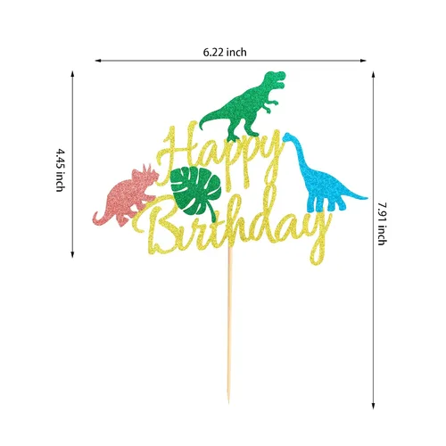Miniatura 3 de Decoración de pastel de dinosaurio con hojas Dinsaurs para pastel de cumpleaños con temática de dinosaurios, baby shower, niños, fiesta de Hb Dino