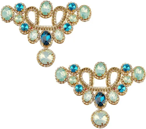 Miniatura 7 de FINGERINSPIRE 2 parches de perlas para zapatos, apliques de imitación de diamantes de imitación para manualidades, diseño floral con purpurina, Plata
