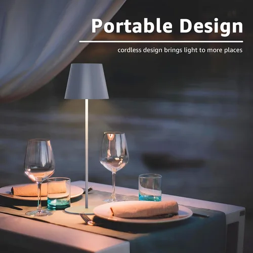 Miniatura 5 de uuffoo Paquete de 2 lámparas de mesa inalámbricas recargables de 5000 mAh, luces a pilas, control táctil, lámparas de escritorio portátiles LED de 3