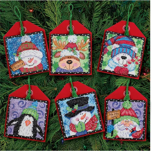 Miniatura 5 de Dimensions Kit de adornos de Navidad de punto de cruz contado, 6 piezas