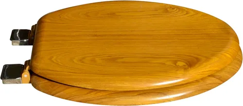 Miniatura 3 de 5Q1E1-17BR - Asiento de inodoro de madera natural con acabado decorativo, incluye bisagra Vari-Adjust Lok-Down R'N'C, alargado, roble claro