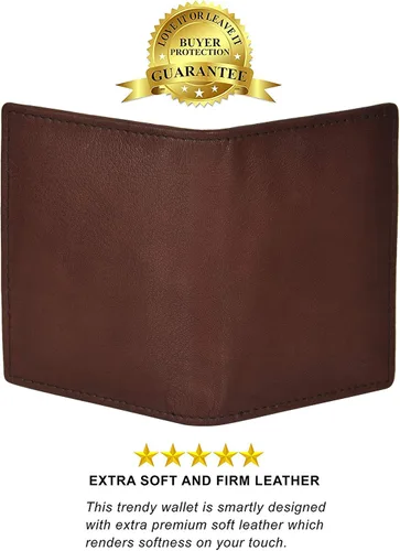 Miniatura 40 de Leatherboss - Cartera delgada y plegable de piel auténtica Soporte para tarjeta de crédito, débito, identificación Compacta y elegante