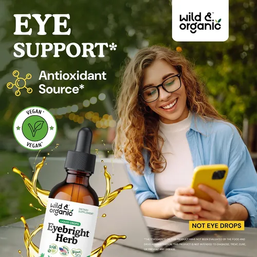 Miniatura 2 de Wild & Organic Eyebright - Tintura de hierbas - Soporte para los ojos con suplemento Eyebright - Gotas líquidas de extracto de eufrasia dietética
