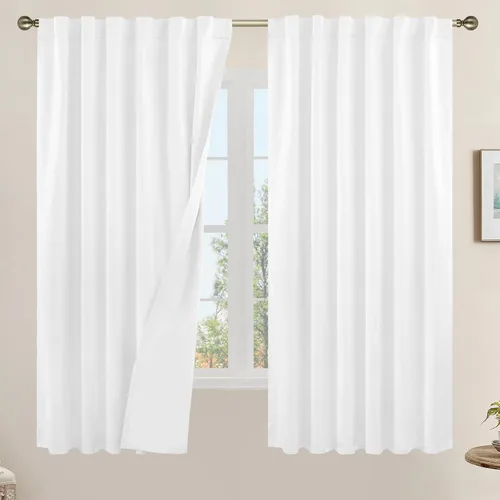 Miniatura 146 de LAMIT Cortinas de lino natural 100 % opacas para ventana, para dormitorio, 45 pulgadas, cortinas térmicas con textura de lino estilo granja