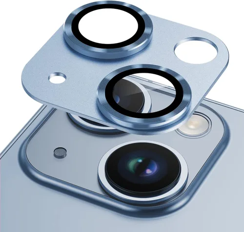 Miniatura 13 de Korecase Protector de lente de cámara para iPhone 14/iPhone 14 Plus, película de vidrio templado de metal para cámara, compatible con funda de lente
