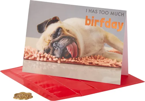 NIQUEA.D, Tarjeta de cumpleaños de Pug on Rug Pug en alfombra