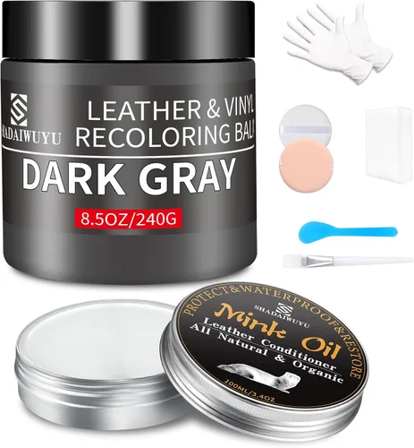 Miniatura 17 de Bálsamo restaurador de color para cuero, 8.5 onzas, kit reparador para muebles e interiores de autos, pintura para cuero ideal para arañazos, cuero