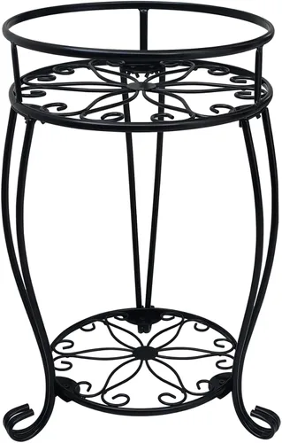 CASIMR - Soporte para plantas de 2 niveles, estante de metal para macetas de 19.2 pulgadas de alto, estante múltiple para macetas para interiores y