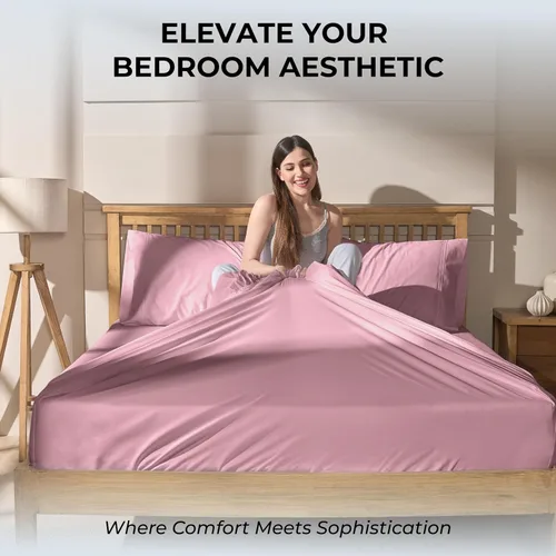 Miniatura 5 de Sábanas de Cama de Algodón 100% Natural Juego de Sábanas Twin de Tejido Satinado de Una Sola Capa de 500 TC Ropa de Cama Sólida Suave