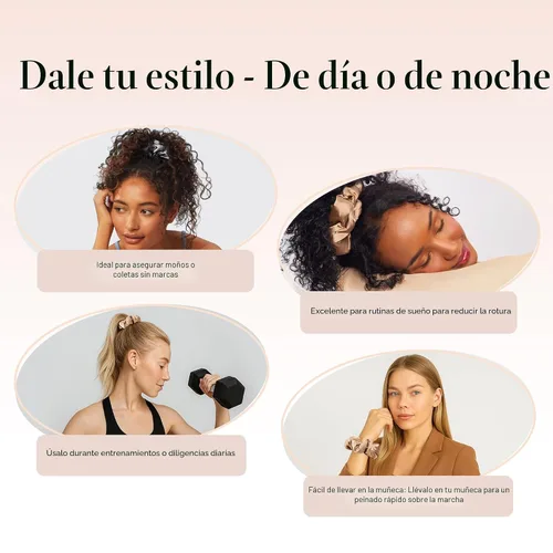 Miniatura 5 de Kitsch Coleteros de satén para mujer, sin arrugas, control de encrespamiento, más suave que la seda para todo tipo de cabello, accesorios elegantes