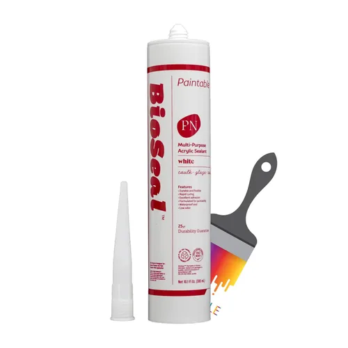 Miniatura 2 de White BioSeal - Calafateo de silicona de látex acrílico multiusos - Pintable - Calafateo de silicona blanca de 10.1 onzas (18)