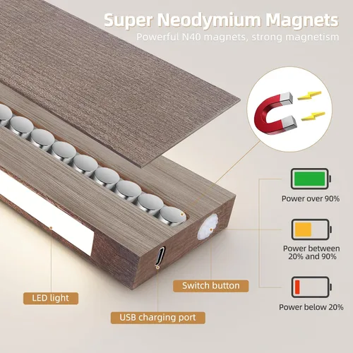 Miniatura 3 de FINDKING Tira magnética iluminada para cuchillos de 18 pulgadas, soporte de utensilios LED retroiluminado para pared y refrigerador, estante