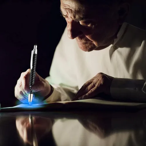 Miniatura 5 de GL006 - Bolígrafo de punta iluminada con lápiz capacitivo 3 en 1, bolígrafo LED para escribir en la oscuridad, paquete de 3, luz azul
