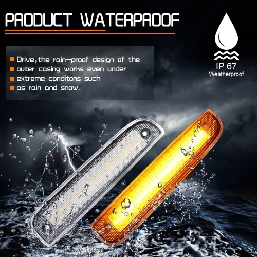 Miniatura 4 de Kit de lentes transparentes LED ámbar compatible con Jeep Cherokee 1997 1998 1999 2000 2001 Luz marcador de estacionamiento lateral de parachoques