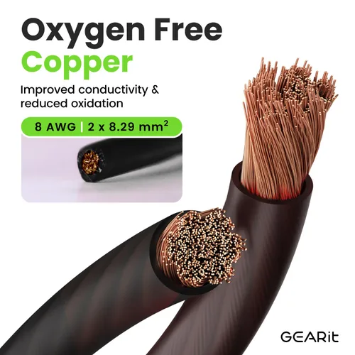 Miniatura 2 de GEARit Cable de calibre 8 OFC, cable de batería de cobre sin oxígeno 8 AWG, cable negro de alimentación/tierra de 25 pies para audio de automóvil