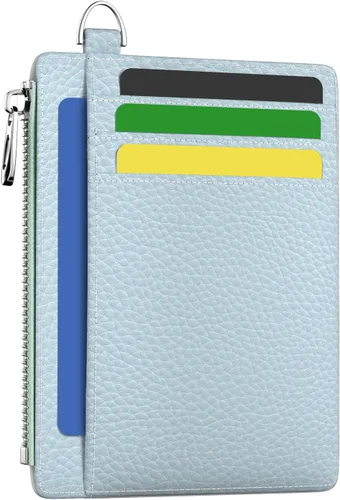Miniatura 9 de Hancynir Cartera delgada para mujer con soporte para tarjetas de crédito RFID, pequeña mini funda para tarjetas con bolsillo frontal de PU, cartera