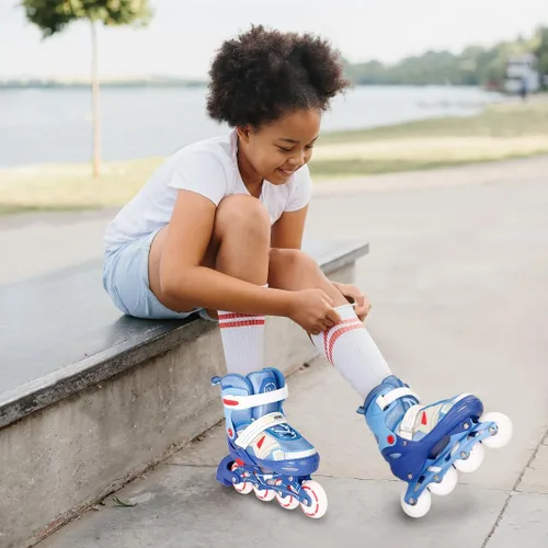 Miniatura 4 de Patines en línea ajustables para niños y niñas con ruedas de luz completa, patines para niños de 6 a 12 años, niños pequeños de 3 a 5 años, jóvenes