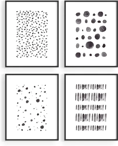 Miniatura 69 de HAUS AND HUES Arte abstracto para pared en blanco y negro, juego de 4 pósteres minimalistas en blanco y negro para paredes, pósteres estéticos Juego