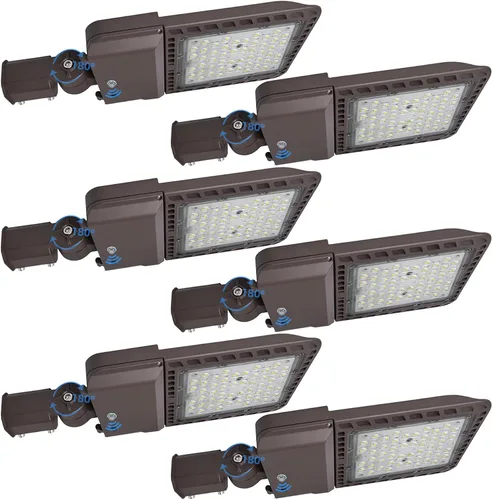 Miniatura 9 de Paquete de 4 luces LED de estacionamiento para exteriores de 300 W con fotocélula del atardecer al amanecer y ajustador deslizante, luz diurna