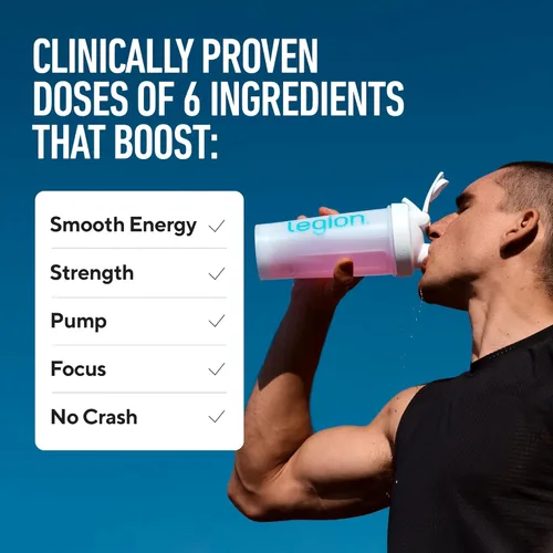 Miniatura 3 de LEGION Pulse Pre Workout - Bebida preentrenamiento de óxido nítrico totalmente natural para aumentar la energía, sin creatina, endulzada