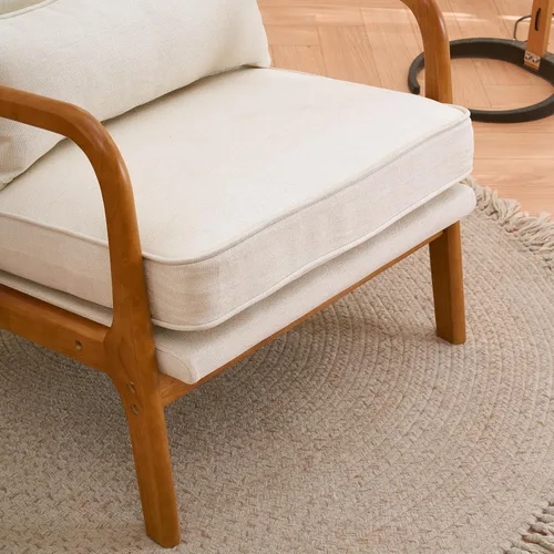 Miniatura 7 de Accent Chairs for Bedroom Upholstered Linen Armchair Lounge Chair with Extra-Thick Padded Backrest and Seat Cushion Sofa Chairs Single Reading