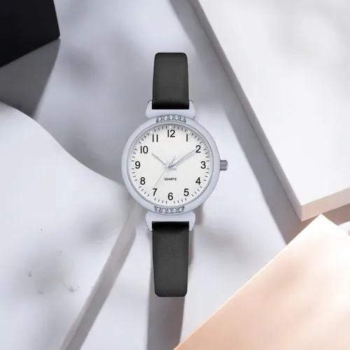 Miniatura 5 de NUOVO - Reloj deportivo de silicona para mujer con correa de piel con cristales, pantalla analógica