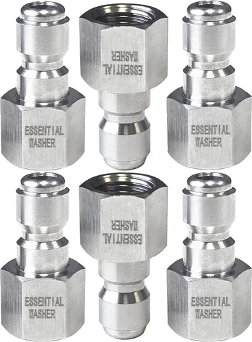 Miniatura 8 de Essential Washer Enchufe macho NPT de 1/4 pulgadas de acero inoxidable Accesorios de conexión rápida para lavadora a presión 5000 PSI Juego