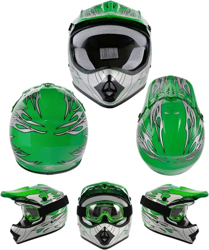 Miniatura 10 de TCT-MOTORPARTS - Casco de motocross (BMX MX), cara completa para niños y jóvenes, carreras en moto todoterreno, de carretera, cuatrimoto (ATV)