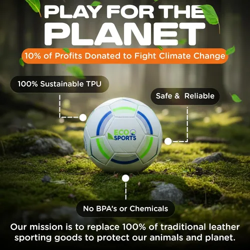 Miniatura 5 de Eco Sports Soccer Ball, Size 3, 4, & 5 PVC Free, Recycled TPU Material, Long Air Retention for Practice & Games BPA Free Non Toxic, Better Balls
