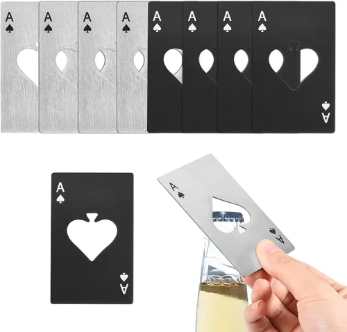 uxcell Abrebotellas Ace of Spades, 10 unidades, de acero inoxidable, tamaño de tarjeta de crédito, abrebotellas de cerveza para bodas, fiestas,