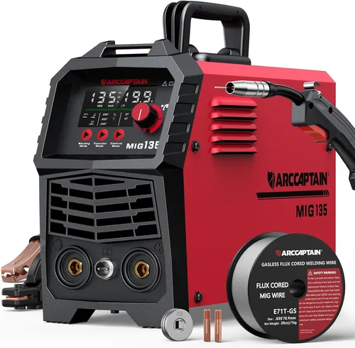 Miniatura 12 de ARCCAPTAIN Soldador MIG de 130 A, soldador MIG de núcleo de flujo de 110 V, máquina de soldadura TIG/Stick 3 en 1 con sinergia, equipo de soldadura