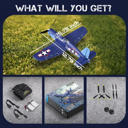 Miniatura 6 de VOLANTEX F4U Corsair 4 canales - Avión de control remoto con 3 modos de vuelo y estabilización XPilot, avión RC 2.4G para adultos principiantes