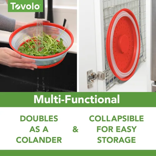 Miniatura 4 de Tovolo Cubierta antisalpicaduras para microondas para alimentos, mediano (rojo manzana acaramelada) – Tapa protectora antisalpicaduras de silicona