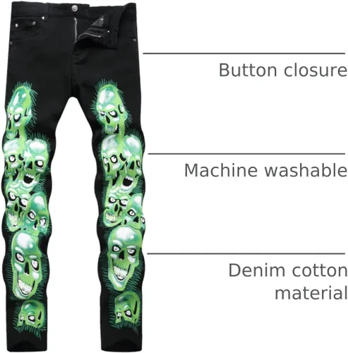 Miniatura 77 de Baylvn - Pantalones de mezclilla entallados y estampados para hombre con corte recto