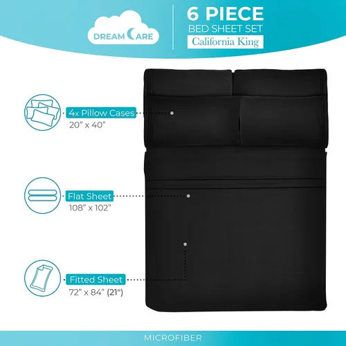 Miniatura 441 de DREAMCARE Juego de sábanas Queen – 6 piezas Sábanas de enfriamiento – hasta 15” Sábanas profundas tamaño Queen – Colección 2500 Supreme – Extra 03