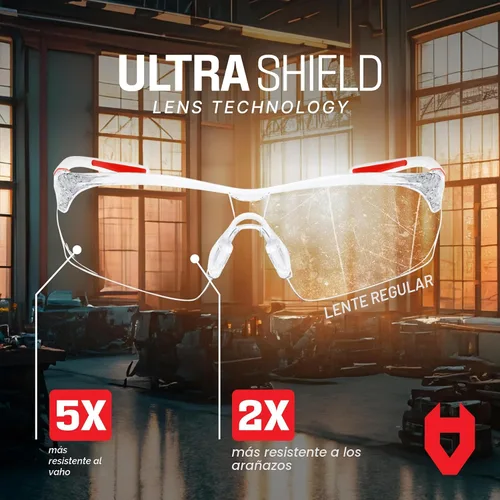 Miniatura 4 de NoCry Gafas de seguridad transparentes para hombres y mujeres; gafas de trabajo ligeras con marcos ajustables y agarres antideslizantes; gafas