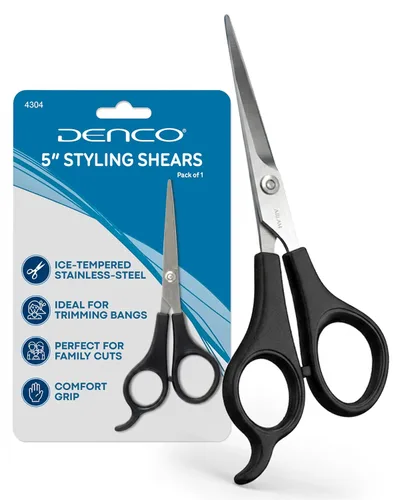 Denco Tijeras de peinado de 5 pulgadas – Tijeras de corte de cabello de acero inoxidable de alta calidad con cuchillas de borde afilado y mango