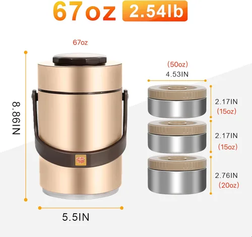 Miniatura 3 de Pawovdeq 67 oz Adultos Termo de Alimentos Aislado de Acero Inoxidable de Boca Ancha para Sopa con Mantenimiento Térmico Portátil Cajas de Almuerzo