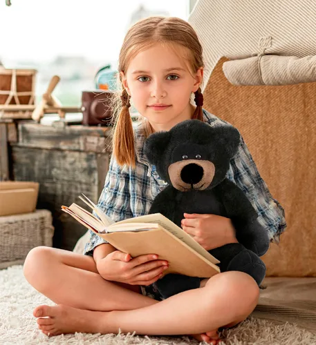 Miniatura 7 de DolliBu Peluche de oso negro – Oso negro suave y abrazable de pierna larga, adorable juguete de peluche para jugar, lindo regalo de vida silvestre