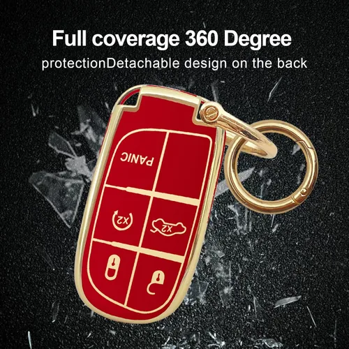 Miniatura 5 de Funda para Llavero de Llave Jeep, Llavero Funda Suave de Protección Completa Carcasa para Llave, Accesorios de Automóvil para Hombres, Niñas, Rojo