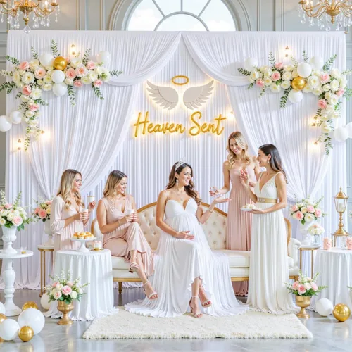 Miniatura 3 de 8 Paneles de Cortina de Fondo Blanco para Fiestas Bodas Sin Arrugas Cortinas Blancas para Fotos Fondos Cortinas Tela Decoración para Baby Shower